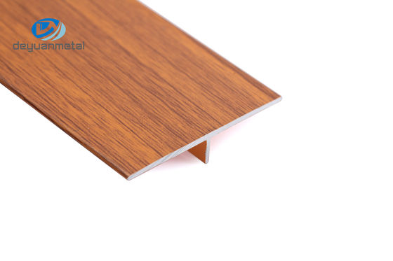 6063 อลูมิเนียม T โปรไฟล์ Extrusion T5 Temper ขัดเงา Multiapplication Transition Trim Wood Grain