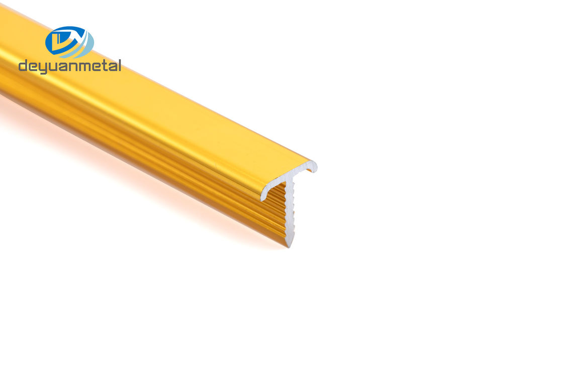 Anodized Extruded Aluminium T Channel 0.7-1.2mm Thickness ODM มีสีทองพร้อมเส้นโค้ง